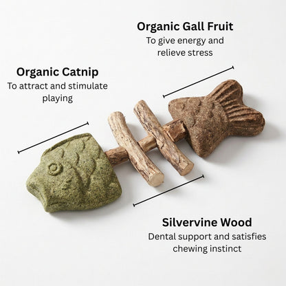🐾 Catnip & Silvervine Chew — Natural Playtime for Bored Indoor Cats